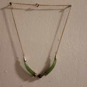 Girls goldtone jade necklace